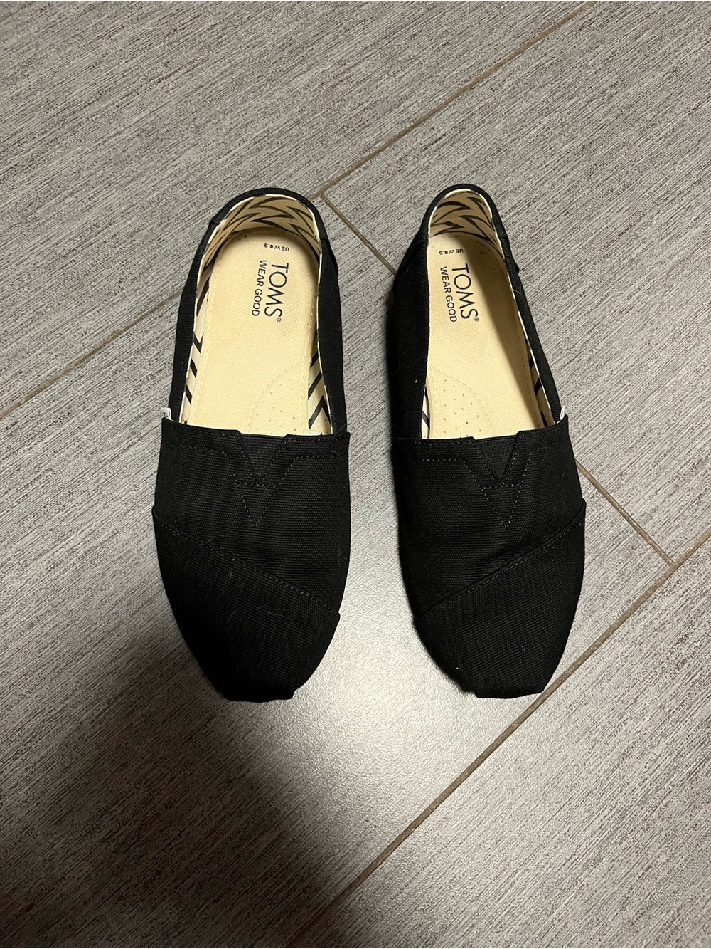Toms Black Canvas Slip-On Flats